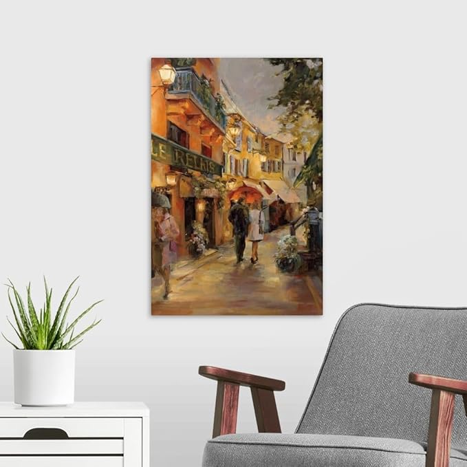 CANVAS ON DEMAND Evening in Paris Canvas Wall Art Print by Marilyn Hageman, Traditional, Home Decor, Street Scene Artwork, Nature Artwork, 16" x24in