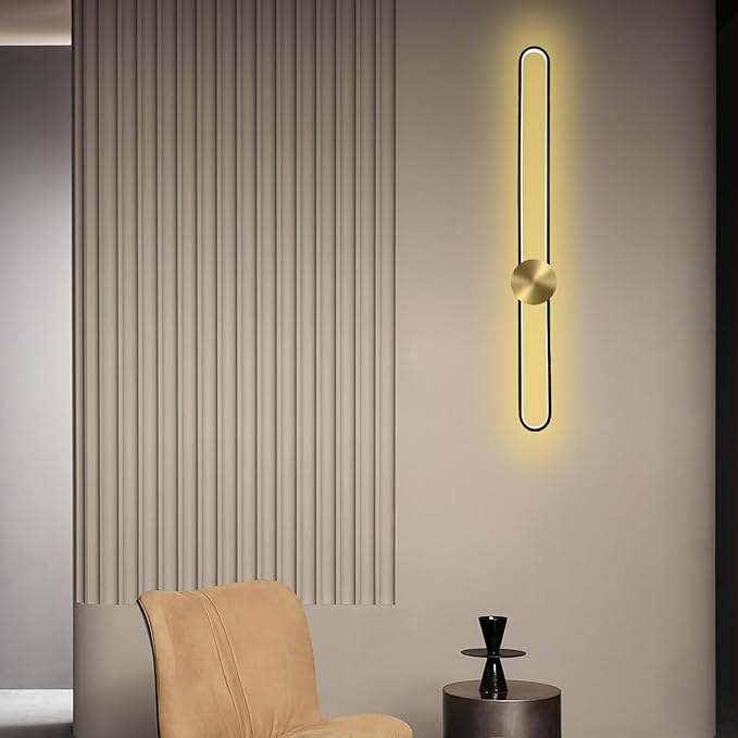 Modern Wall Sconce Dimmable 3000K/4000K/6000K LED Wall Light Fixture, Hardwired Wall Lamp for Living Room, Dining Room, Bedroom, Hallway, Lobby, Entryway (Brushed Gold, 43.3inch/H110cm)