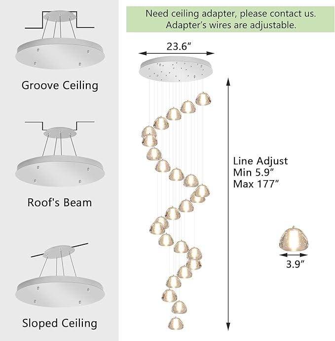 25-Lights Modern Crystal Chandeliers for Staircase LED Handing Light Fixture for Foyer Hallway
