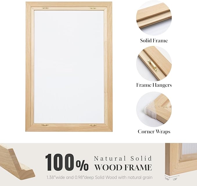 Large Framed Neutral Abstract Wall Art Set of 3, Modern Black and White Beige Canvas Prints Paintings Artwork for Walls, Minimalist Pictures for Living Room, Bedroom, Dining Room Wall Decor 20x30 In