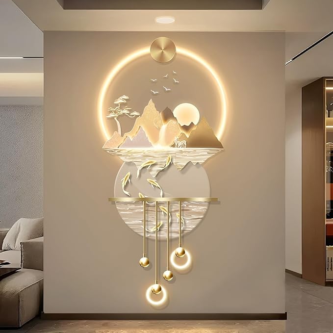 Bonsai 3D LED Wall Art Light Wall Sculpture Painting Decoration Art Modern Wall Hanging Painting for Living Room Entrance Corridor Decorative Wall Mounted Lamp(Stylle D)