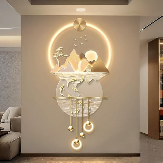Bonsai 3D LED Wall Art Light Wall Sculpture Painting Decoration Art Modern Wall Hanging Painting for Living Room Entrance Corridor Decorative Wall Mounted Lamp(Stylle D)