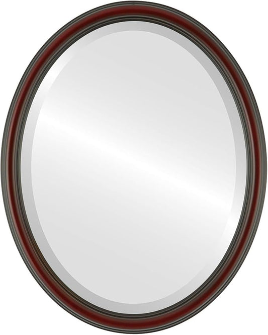OVALCREST Oval Beveled Wall Mirror for Home Decor - Saratoga Style - Rosewood - 14x18 Outside Dimensions