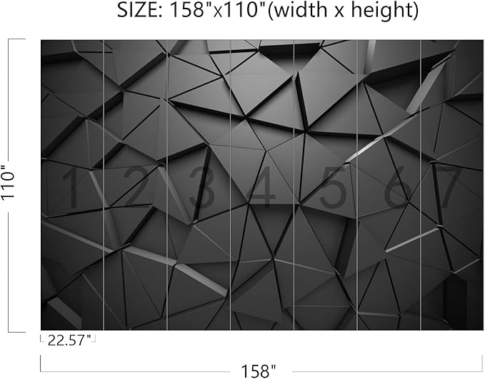 Cliouar-Black Geometric Figures 3D Wallpaper Mural 158" x 110"(Not Self-Adhesive)