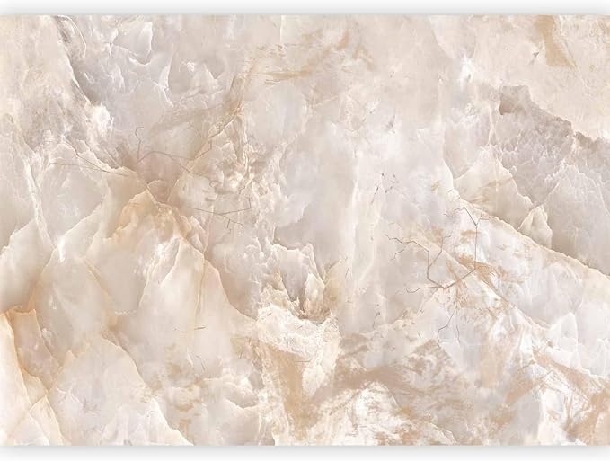 artgeist Premium Wall Mural Stone Wall 197x138 in - Non-Woven Wallpaper Fleece Wall Decor Photo Print Picture Image Design Marble Like Abstract 3D Effect Beige White f-C-0458-a-a