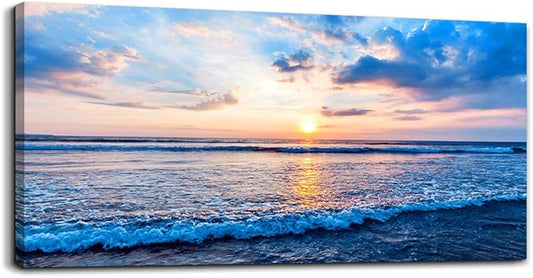 Canvas Wall Art for living room blue beach ocean sea waves landscape Wall Decor Ready to Hang Home Decorations bedroom kitchen bathroom inspirational Canvas prints posters painting wall mural Artwork