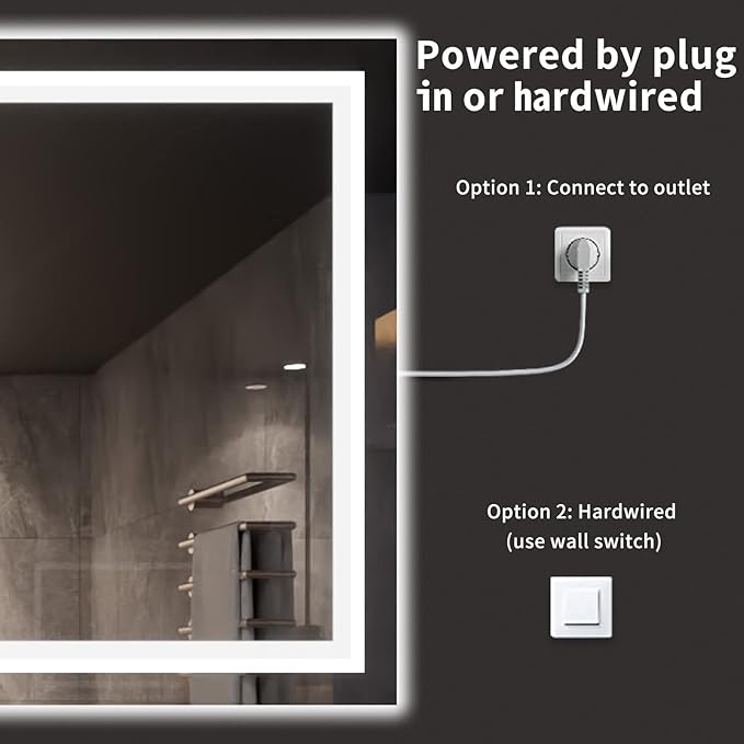 LOAAO 77X36 LED Bathroom Mirror with Lights, Anti-Fog, Dimmable, Backlit + Front Lit, Lighted Bathroom Vanity Mirror for Wall, Memory Function, Tempered Glass, ETL Listed