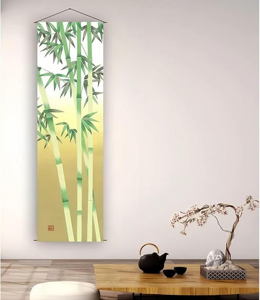 Japanese Hanging Scroll Wall Art Vertical Tapestry - W15.7xH47.2" - Feng Shui & Lucky Symbols for Home, Office Decor - HD Print- Bamboo | CTT-14