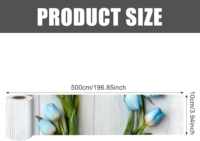 Nuxovilar Wallpaper Border Peel and Stick, Blue Tulip Floral Pattern Self-Adhesive Wallpaper, PVC 3.94×16.4 Ft, Decorative for Bedroom, Living Room, Spring Home Decor