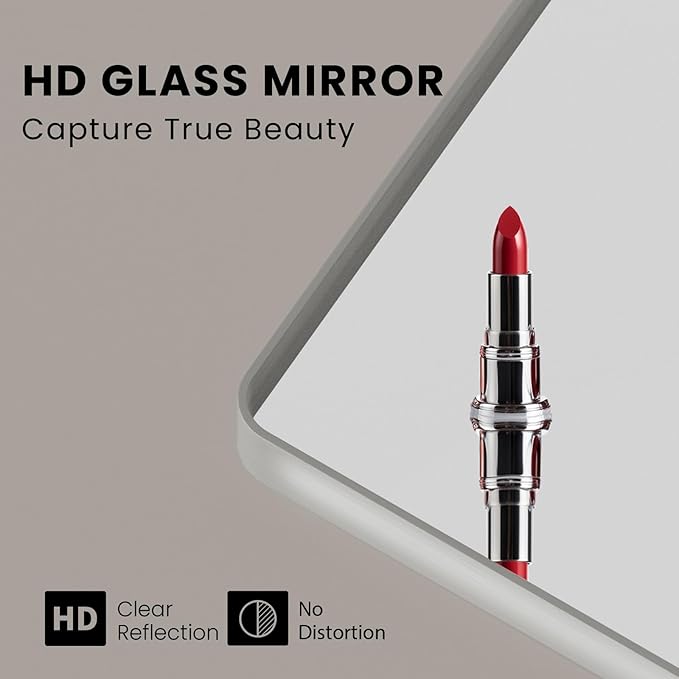 Brushed Nickel Bathroom Mirror 72x36 Inch, Brushed Silver Metal Frame Mirror Wall Mounted, Rounded Rectangle Bathroom Vanity Mirror, Tempered Glass, Anti-Rust, Horizontal/Vertical