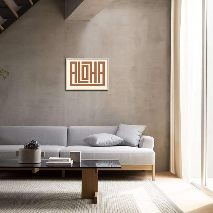 KISSFOX Western Wood Framed Wall Art Decor Aloha Modern Farmhouse Pictures Paintings Wall Decor Mid Century Southwest Canvas Art Prints Typography Artwork For Bedroom Kitchen Office Living Room