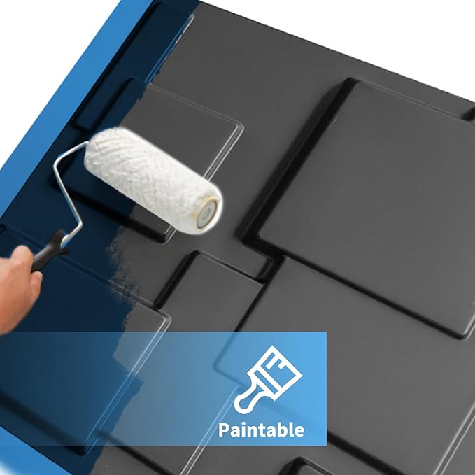 Art3d 19.7" x 19.7" (Pack Of 12) Wall Panel City, Black