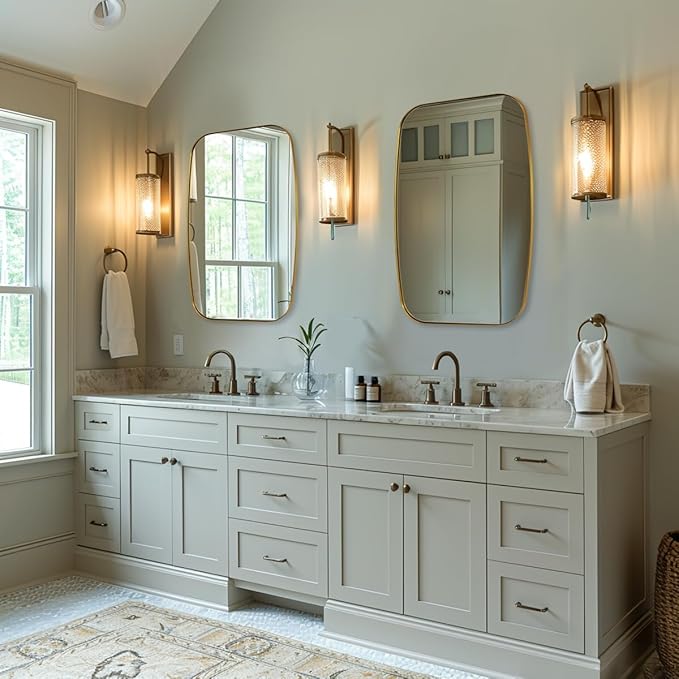 ANDY STAR Oval Mirrors for Bathroom, 22x30 Gold Bathroom Vanity Mirror with Metal Frame, Brass Oblong Mirror for Over Sink, Modern Anti Rust Wall Mounted