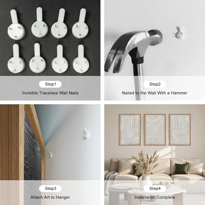 Large Abstract Neutral Geometric Framed Canvas Wall Art,Boho Minimalist Shapes Wall Decor,Modern Lines Artwork,Mid Century Arch Art Print for Living Room,Bedroom,Office- 24"x36"x3