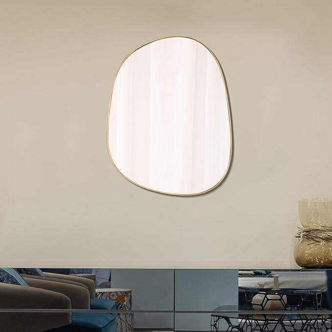 Asymmetrical Mirror for Wall Decor 21"*27", Modern Gold Framed Wall Mirror for Living Room Bathroom Bedroom Entryway ELE-STOU-0065Gold