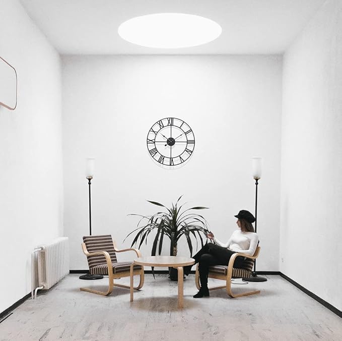 30 inch Large Metal Wall Clock, Industrial Indoor Outdoor Waterproof Art Decor Modern Clocks, European Retro with Oversized Roman Numerals, Silent Battery Operated Decor,Office,Kitchen, Loft
