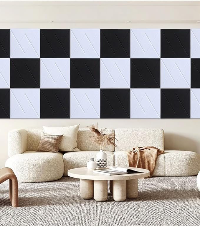 12 Pack of Self-Adhesive Soundproof Panels, 12"x12"x0.4" Polyester Soundproof Foam Panels, Decorative Noise Reduction Wall Panels, Acoustic Panels for Walls, Ceilings and Doors