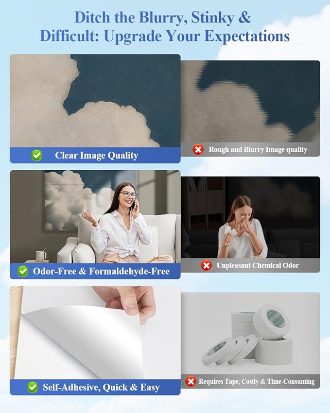 4 Pack Art Acoustic Wall Panels Self-Adhesive, 16" X 16" X 0.5" Acoustic Panels Decorativos Para Pared, Soundproof Wall Panels for Studio, Home & Living Room - Sky Painting