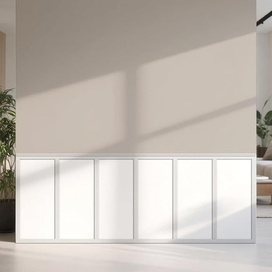 Art3dwallpanels White Primed Wainscoting Kit Premade Board and Batten Paintable Molding Trim Covers 120 x 43.5 Inch Accent Wall Panel for Kitchen Bedroom Living Room Home Decor with Edge Strip