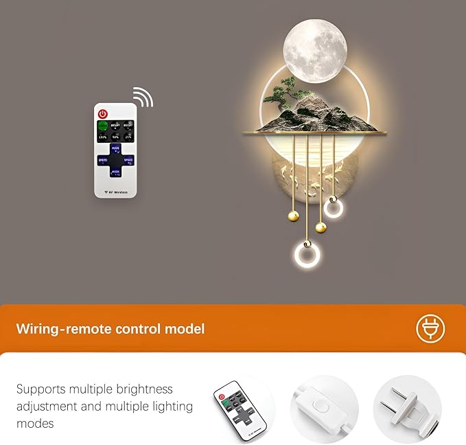 3D Wall Sculptures Painting Hanging Plug-in Power Supply Home Decor Wall 3D Wall Art Decoration - LED for Living Room, Office Bedroom, Hotel Decor(Stylle C,23.62 * 49.21)