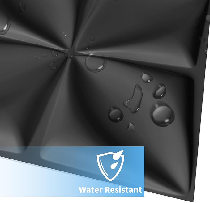 Art3d Decorative 3D Wall Panel, 32 Sq.FT PVC Interior Wall Decor for Living Room, Bedroom, Lobby, Office, Shopping Mall, Black