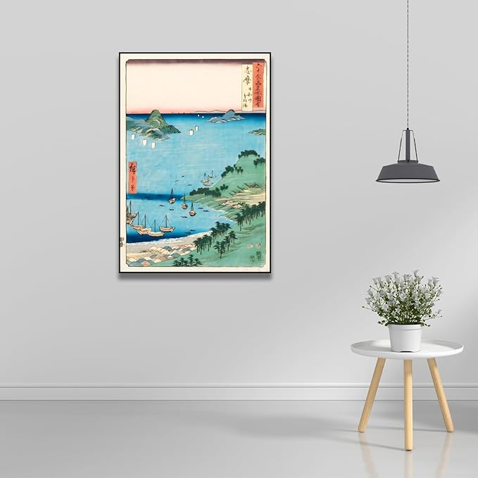 OKRA Utagawa Hiroshige Canvas Wall Art - Mount Hiyori And Toba Harbor Poster - Japanese Posters Famous Views of The Sixty-Odd Provinces Print Traditional Japanese Wall Decor Unframed