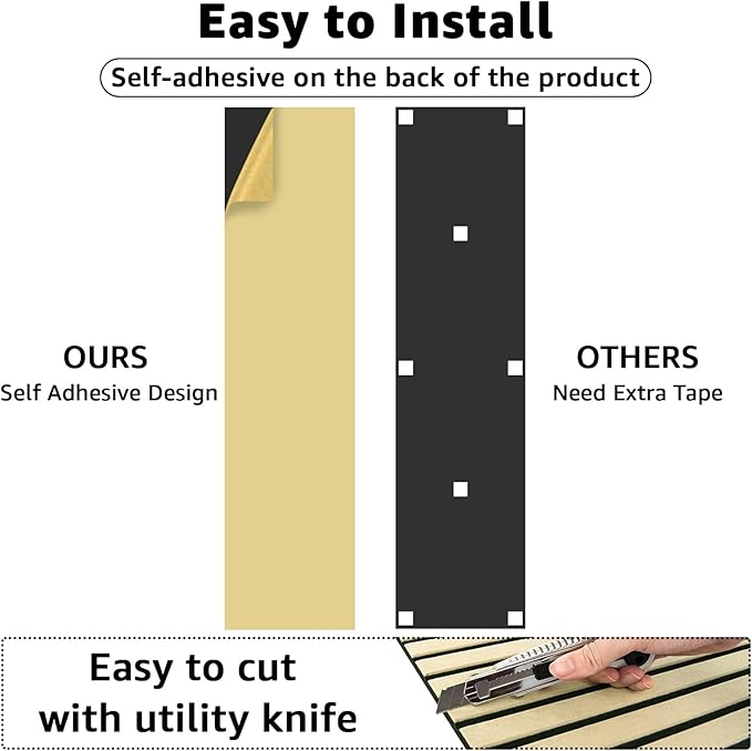 Art3dwallpanels 10 Pack Acoustic Panels, 48" X 12" X 0.43" Soundproof Wall Panels, Self Adhesive High Density Sound Absorbing Acoustic Treatment for Recording Studio, Office, Camel and Black