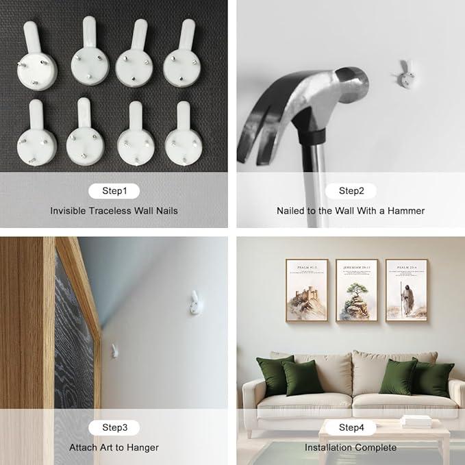 Jesus Christ Bible Verse Framed Canvas Wall Art Set,Christian Religious Faith Bible Story Wall Decor,Watercolor Easter Scripture Artwork for Church,Prayer Room,Living Room-24"x36"x3