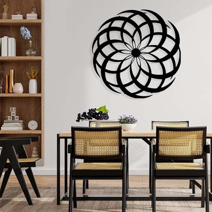 Aportif Metal Abstract Wall Art, Rustic Farmhouse Wall Decor, Boho Decorations, Vintage Artwork, Abstract Decorations, Metal Minimalist Wall Art, Bedroom Decor (Black, 24"×24" | 60×60cm)