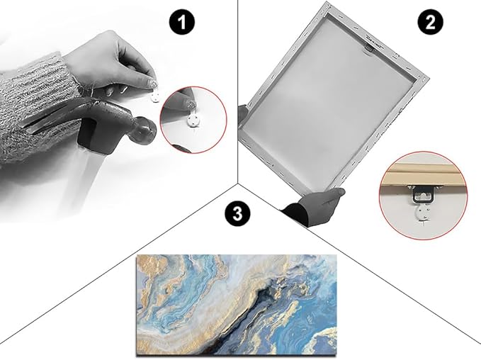 Abstract Canvas Wall Art Decor for Living Room Blue Gold Marbling Pictures Painting for Bedroom Modern Abstract Canvas Art Ptints for Bathroom Office Home Decorations