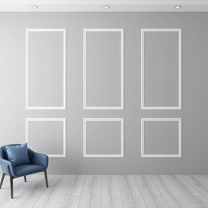 OUZUGIE Peel and Stick Wall Molding Kit Pre-Cut Wainscoting Panels for Easy DIY Interior Wall Decor & Accent Walls