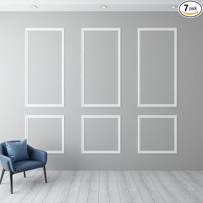 OUZUGIE Peel and Stick Wall Molding Kit Pre-Cut Wainscoting Panels for Easy DIY Interior Wall Decor & Accent Walls