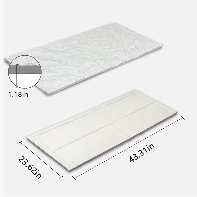 Modern 3D Wall Panels - Faux Stone Look, Waterproof PU Wainscoting for Interior Wall Decor - 4 Pack, 43.31 x 23.62 inches, White Color