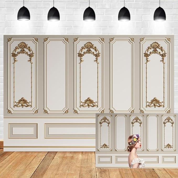 Leyiyi 6x4ft European Style Vintage Room Inside Backdrop European Frame Modern House Classic French Castle Cementery Wall Retro Style Photo Background Cowboy Kids Birthday Portrait Studio Props