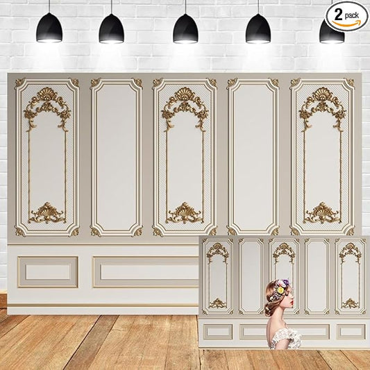 Leyiyi 12x8ft European Style Vintage Room Inside Backdrop European Frame Modern House Classic French Castle Cementery Wall Retro Style Photo Background Cowboy Kids Birthday Portrait Studio Props