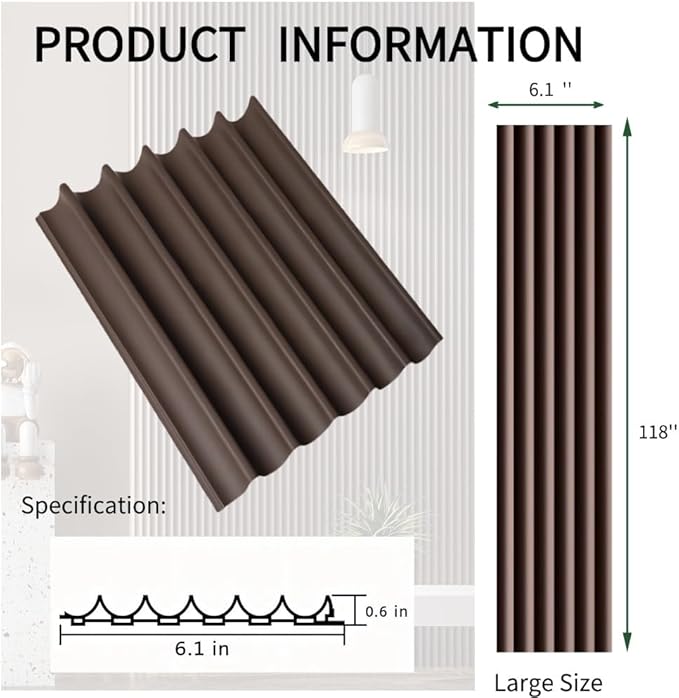 2PCS 3D Acoustic Slat Wall Panels Circle Design Fluted Textured Panel for Interior Wall Decor 118"x6" (Iced Mocha)