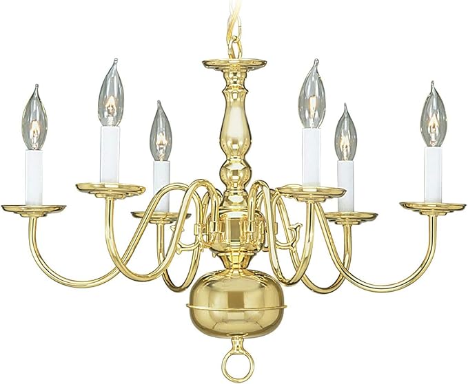 Livex Lighting 5006-02 Williamsburgh 6 Light Polished Brass Chandelier