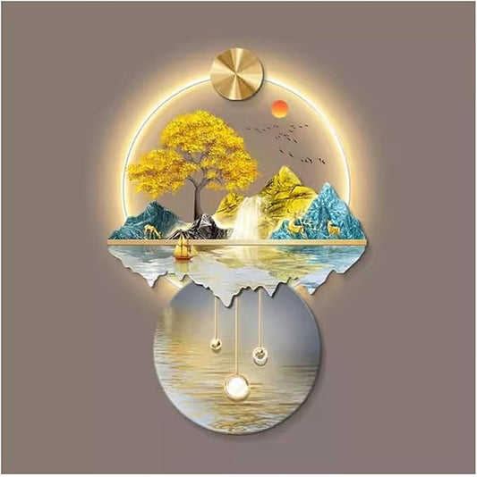 DLYZAYE 3D Wall Art Decor Wall Sculptures Wall Hanging Art with Led Light Wall Art Decorations Lamp Oriental Decor Traditional Chinese Wall Hanging Painting~/