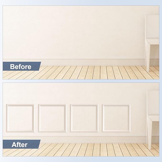 NeatiEase 4 Set Peel and Stick Wall Molding Trim Kit, 24" x24" Premade Wainscoting Panels, Self Adhesive Moulding Panel for Interior Walls Picture Frame
