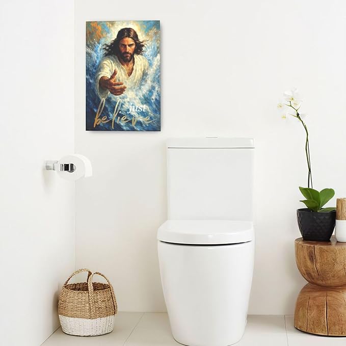 Christ Jesus Wall Art Christian Canvas Wall Decor Religious Bible Pictures Christ Paintings Prints Artwork Framed Divine Mercy Decorations For Church Prayer Room Bathroom Bedroom Living Room Gifts 16" x 24"