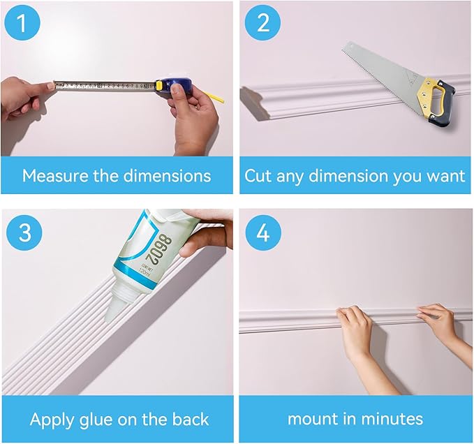 OUZUGIE Peel and Stick Wall Molding Kit Pre-Cut Wainscoting Panels for Easy DIY Interior Wall Decor & Accent Walls