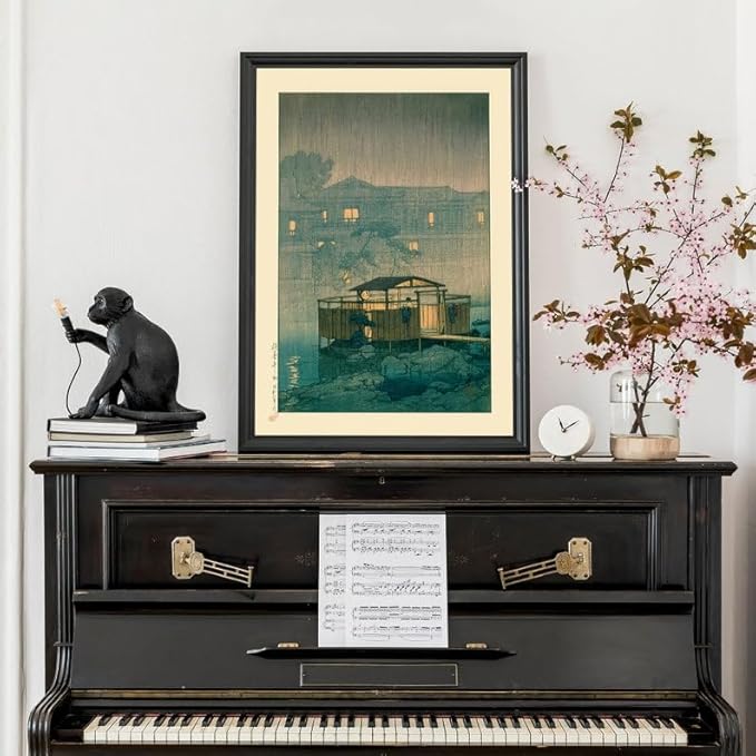 Nationcog Rainy Day in Japan Woodblock Poster, Kawase Hasui Vintage Print, Zen Japandi Wall Art, Relaxing Boho Decor for Bedroom or Living Room (Unframed) (16x24)