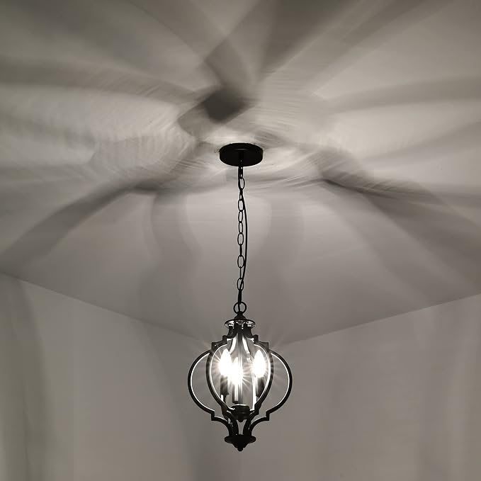Mr.Color Black Chandeliers Modern Farmhouse Chandelier Small Antique Metal Chandelier 3 Light Island Candlestick Chandelier