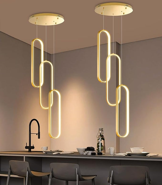 Modern Ring Chandelier LED Dimmable Flush Mount Ceiling Light for Foyer Living Room Staircaes Gold