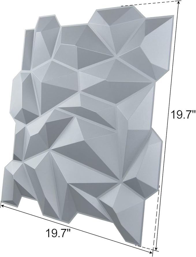 Art3d 19.7" x 19.7" (Pack Of 12) Wall Panel 3D Diamond, Gray