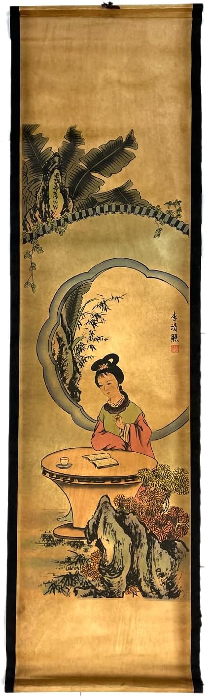 Wall Asia Traditional Art Prints Posters Painting Oriental,4 Panels Super Large Home Walls Decor Home Office Decoration (Super Old Aging Paper, c four beauty)