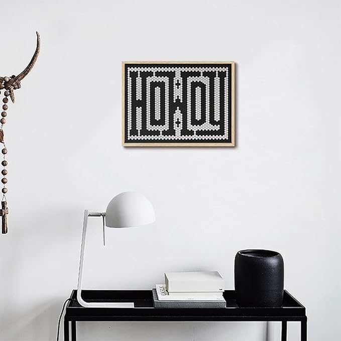 KISSFOX Western Wood Framed Wall Art Decor Howdy Hexagon Modern Farmhouse Pictures Paintings Wall Decor Mid Century Southwest Canvas Art Prints Vintage Artwork For Bedroom Kitchen Office Living Room