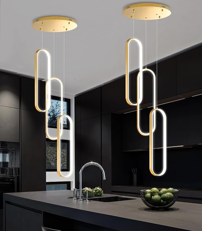 Modern Ring Chandelier LED Dimmable Flush Mount Ceiling Light for Foyer Living Room Staircaes Gold