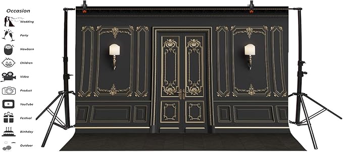 Leyiyi 10x8ft Vintage Room Inside Backdrop European Frame French Door Modern Castle House Cementery Wall Vintage Lantern Photo Background Cowboy Kids Birthday Portrait Studio Prop Vinyl Wallpaper