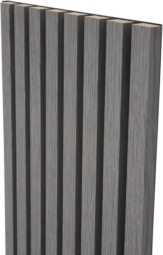 94" x 12.6" 3D Acoustic Slat Wood Wall Panels | Modern Sound-Dampening & Eco-Friendly Design (2-Piece Set) (Urban Slate)